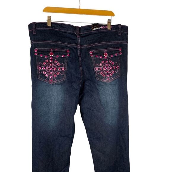 Old School Women's size 20 pink Embellished Blue stretch denim jeans - Picture 7 of 9